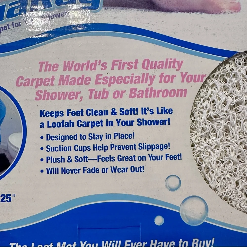 Aqua Rug Carpet for Your Shower - New White - Size: 29.5” x 17.25”